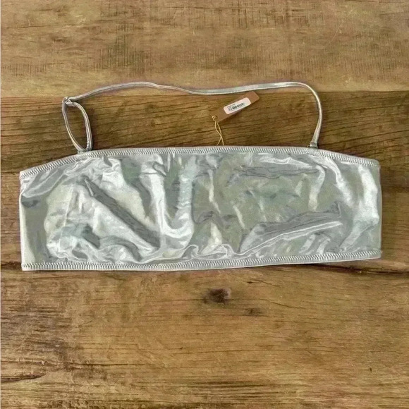 SKIMS Metallic Swim Bandeau ~ Nickel ~ 3X ~ NWT! - Picture 4 of 6